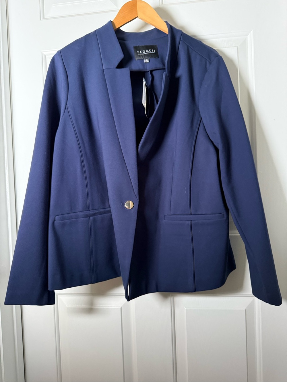 Eloquii Navy Single-Button Tailored Blazer